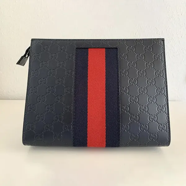 Túi Cầm Tay Nam Gucci Leather Bag Leather Clutch Màu Xanh Navy - Túi xách - Vua Hàng Hiệu