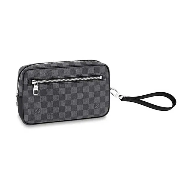 Túi Cầm Tay Nam Louis Vuitton LV Kasai Clutch N41664 Màu Đen Xám