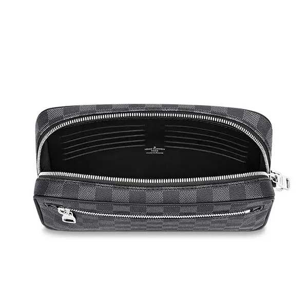 Túi Cầm Tay Nam Louis Vuitton LV Kasai Clutch N41664 Màu Đen Xám