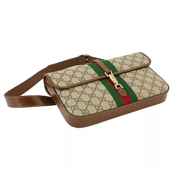 Túi Đeo Chéo Nữ Gucci GG Supreme Belt Bag Leather Beige Brown Màu Nâu Be - Túi xách - Vua Hàng Hiệu