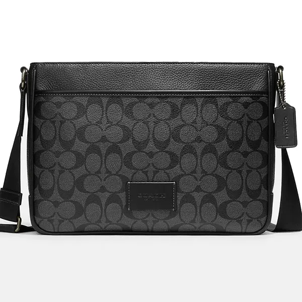 Túi Đeo Chéo Nam Coach District Crossbody In Signature Canvas CH078 Màu Đen - Túi xách - Vua Hàng Hiệu