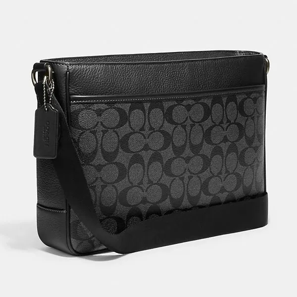 Túi Đeo Chéo Nam Coach District Crossbody In Signature Canvas CH078 Màu Đen - Túi xách - Vua Hàng Hiệu