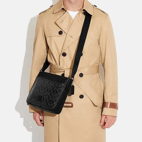 Túi Đeo Chéo Nam Coach District Crossbody In Signature Canvas CH078 Màu Đen - Túi xách - Vua Hàng Hiệu