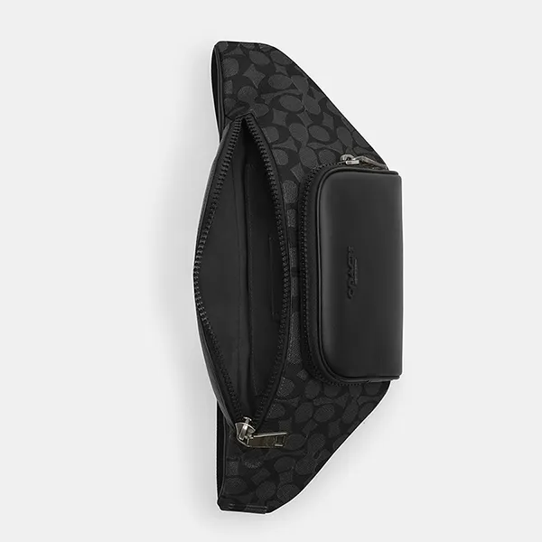 Túi Đeo Chéo Nam Coach Racer Belt Bag In Signature Canvas CT714 Màu Đen Xám - Túi xách - Vua Hàng Hiệu