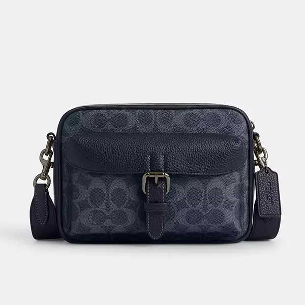 Túi Đeo Chéo Nam Coach Warner Crossbody Bag In Signature Canvas CW217 Màu Xanh Navy
