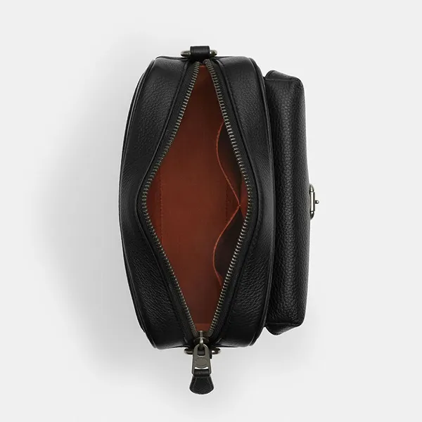 Túi Đeo Chéo Nam Coach Warner Crossbody Bag In Signature Canvas CW217QBMI5 Charcoal/Black Màu Đen Than