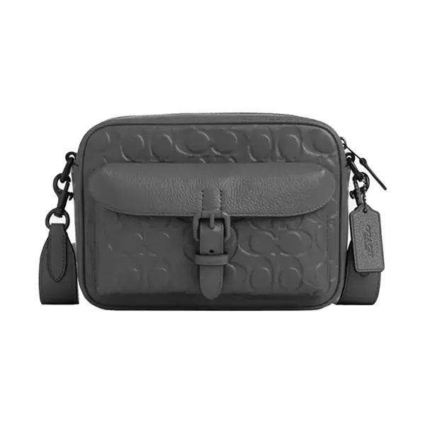 Túi Đeo Chéo Nam Coach Warner Crossbody Bag In Signature Leather Embossed Màu Xám