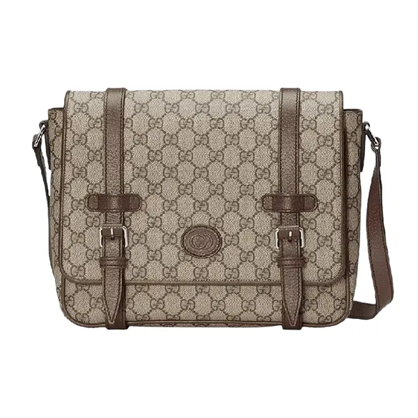 Túi Đeo Chéo Nam Gucci Medium Messenger Interlocking GG Bag Supreme Beige Ebony Màu Nâu - Túi xách - Vua Hàng Hiệu