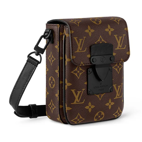 Túi Đeo Chéo Nam Louis Vuitton LV S-Lock Monogram Macassar M81522 Crossbody Bag Màu Nâu Đen