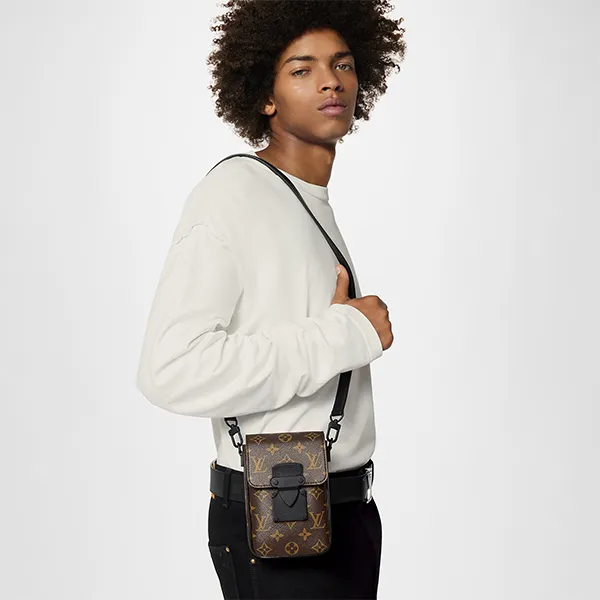 Túi Đeo Chéo Nam Louis Vuitton LV S-Lock Monogram Macassar M81522 Crossbody Bag Màu Nâu Đen