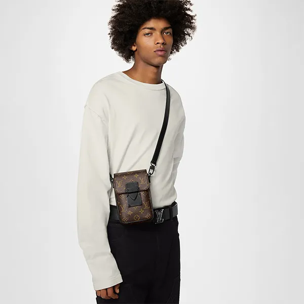 Túi Đeo Chéo Nam Louis Vuitton LV S-Lock Monogram Macassar M81522 Crossbody Bag Màu Nâu Đen