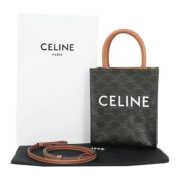 Túi Đeo Chéo Nữ Celine Mini Vertical Hippo Triomphe 19437 2BZK 04LU Shoulder Bag Màu Nâu - Túi xách - Vua Hàng Hiệu