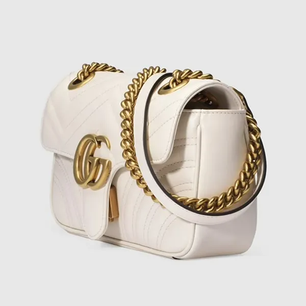 Túi Đeo Chéo Nữ Gucci GG Marmont Matelasse Mini Bag 446744 DTDIT 9022 Màu Trắng - Túi xách - Vua Hàng Hiệu