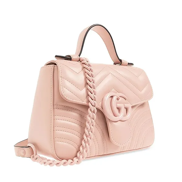 Túi Đeo Chéo Nữ Gucci GG Marmont Mini Top Handle 702563 DAAAH Màu Hồng