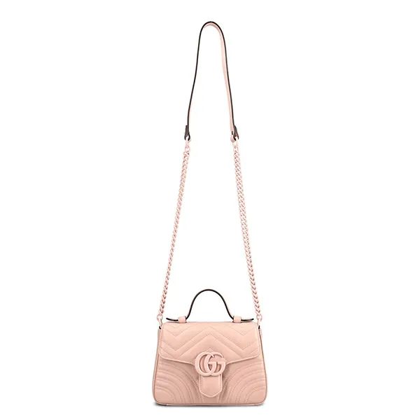 Túi Đeo Chéo Nữ Gucci GG Marmont Mini Top Handle 702563 DAAAH Màu Hồng