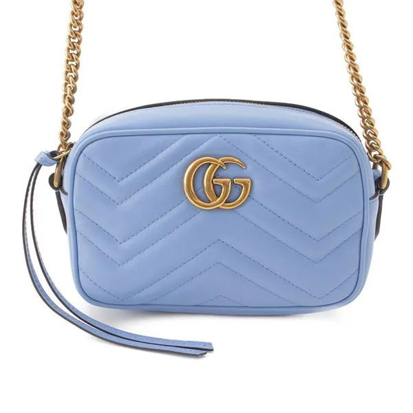 Túi Đeo Chéo Nữ Gucci GG Marmont Quilted Leather 448065 Màu Xanh Blue - Túi xách - Vua Hàng Hiệu