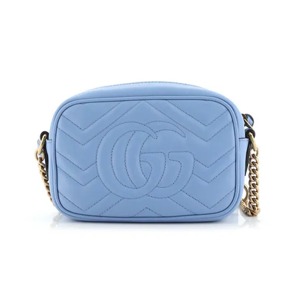 Túi Đeo Chéo Nữ Gucci GG Marmont Shoulder Bag Matelasse Leather Mini Màu Xanh Dương