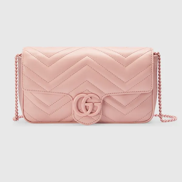Túi Đeo Chéo Nữ Gucci GG Marmont Super Mini Bag 751526 AACX5 5945 Màu Hồng Phấn