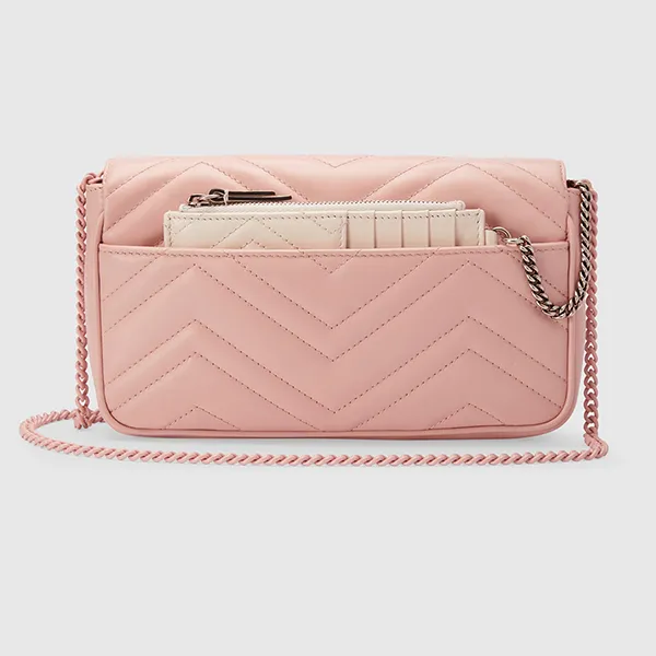 Túi Đeo Chéo Nữ Gucci GG Marmont Super Mini Bag 751526 AACX5 5945 Màu Hồng Phấn