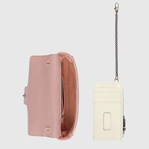 Túi Đeo Chéo Nữ Gucci GG Marmont Super Mini Bag 751526 AACX5 5945 Màu Hồng Phấn