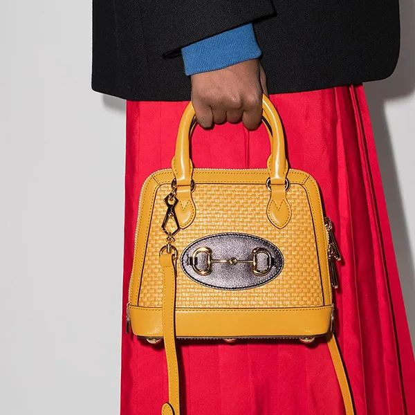 Túi Đeo Chéo Nữ Gucci Horsebit 1955 Raffia Màu Vàng - Túi xách - Vua Hàng Hiệu