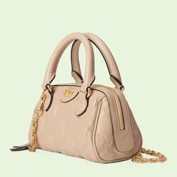 Túi Đeo Chéo Nữ Gucci Mini Top-Handle Bag In GG Matelassé Leather Màu Be