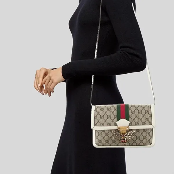 Túi Đeo Chéo Nữ Gucci Queen Margaret GG Supreme Medium Crossbody Bag Màu Be - Túi xách - Vua Hàng Hiệu