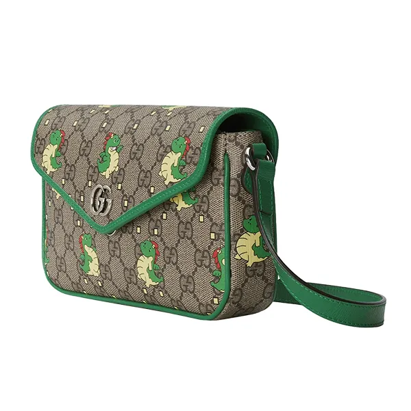Túi Đeo Chéo Nữ Gucci Surdragon Double G Mini Crossbody Bag Màu Xám Phối Xanh