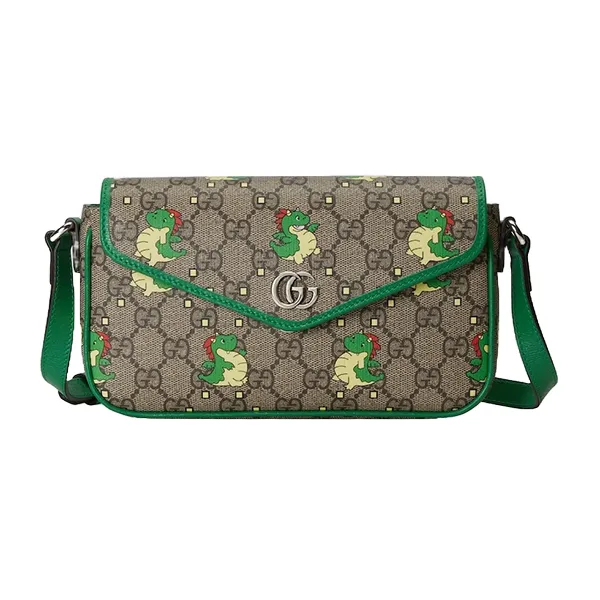 Túi Đeo Chéo Nữ Gucci Surdragon Double G Mini Crossbody Bag Màu Xám Phối Xanh