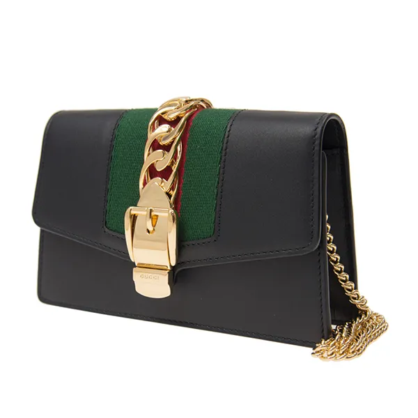 Túi Đeo Chéo Nữ Gucci Sylvie Leather Mini Chain Bag 494646-CWLSG-1060 Màu Đen - Túi xách - Vua Hàng Hiệu