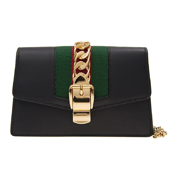 Túi Đeo Chéo Nữ Gucci Sylvie Leather Mini Chain Bag 494646-CWLSG-1060 Màu Đen - Túi xách - Vua Hàng Hiệu