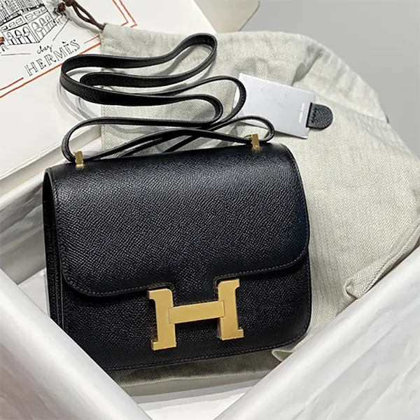 Túi Đeo Chéo Nữ Hermès Constance Crossbody Bag 18 Black/Gold Màu Đen - Vàng - Túi xách - Vua Hàng Hiệu