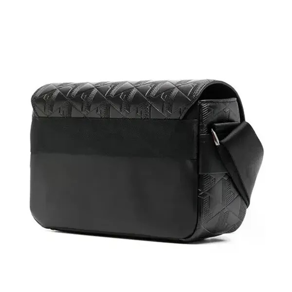 Túi Đeo Chéo Nữ Lacoste Nomogramme Leather Flap Crossbody Bag Màu Đen