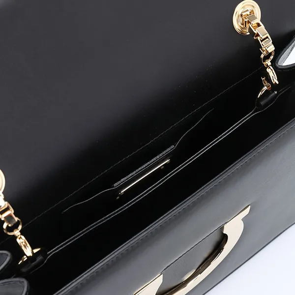 Túi Đeo Chéo Nữ Salvatore Ferragamo Gancini Flap Shoulder Bag Wo Black Màu Đen - Túi xách - Vua Hàng Hiệu
