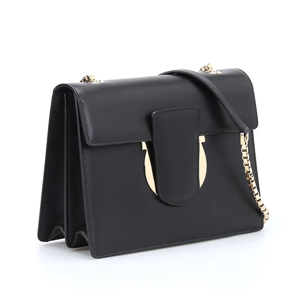 Túi Đeo Chéo Nữ Salvatore Ferragamo Gancini Flap Shoulder Bag Wo Black Màu Đen - Túi xách - Vua Hàng Hiệu