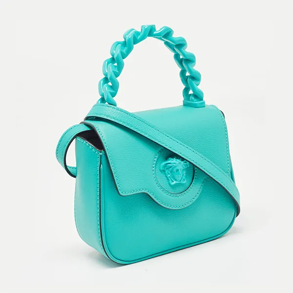 Túi Đeo Chéo Nữ Versace Green Leather Mini La Medusa Top Handle Bag Màu Xanh
