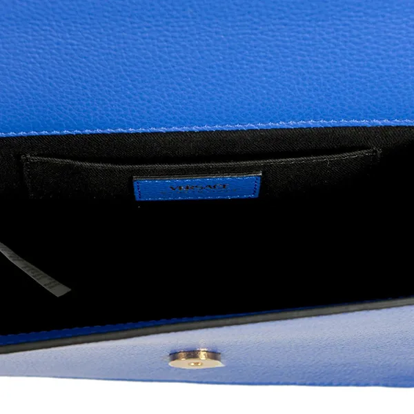 Túi Đeo Chéo Nữ Versace Women's Blue 100% Leather V-Logo Crossbody Shoulder Bag Màu Xanh Blue