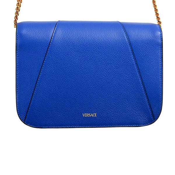 Túi Đeo Chéo Nữ Versace Women's Blue 100% Leather V-Logo Crossbody Shoulder Bag Màu Xanh Blue