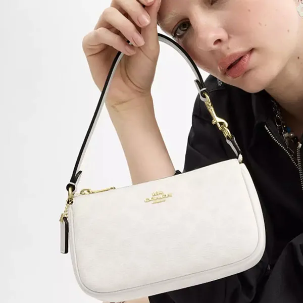 Túi Đeo Vai Nữ Coach Nolita 19 In Signature Canvas Shoulder Bag Màu Trắng - Túi xách - Vua Hàng Hiệu