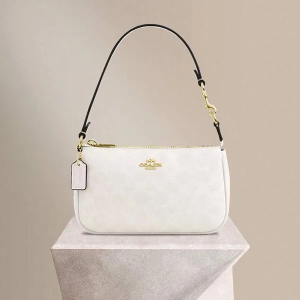 Túi Đeo Vai Nữ Coach Nolita 19 In Signature Canvas Shoulder Bag Màu Trắng - Túi xách - Vua Hàng Hiệu