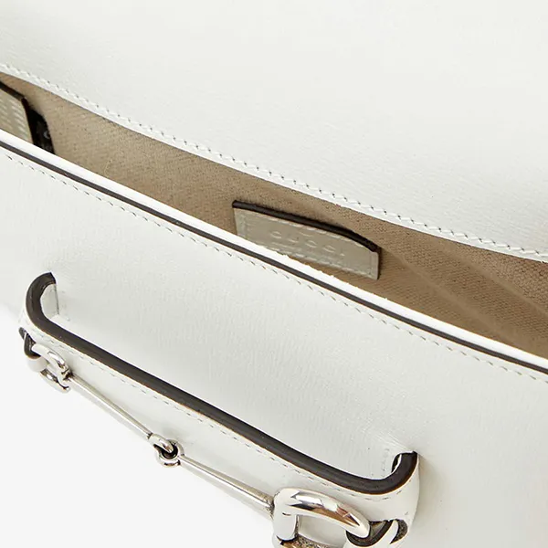 Túi Đeo Vai Nữ Gucci Horsebit 1995 Leather Shoulder Bag Màu Trắng - Túi xách - Vua Hàng Hiệu