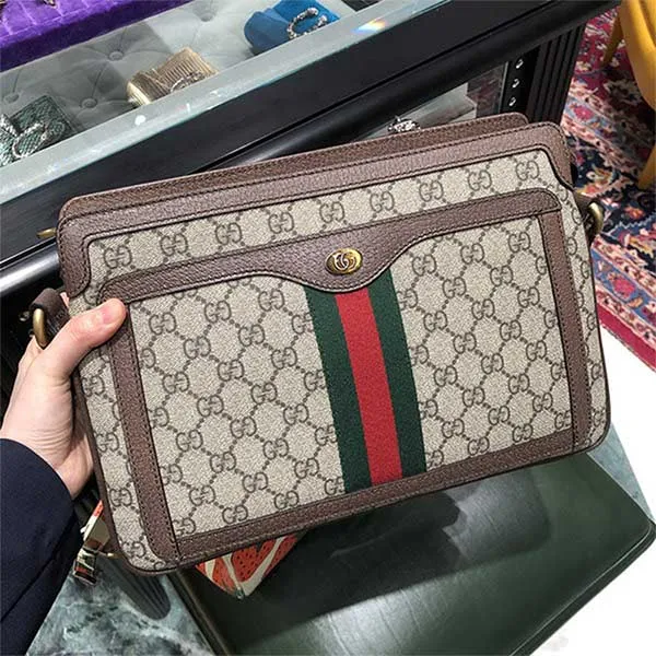 Túi Đeo Vai Nam Gucci GG Supreme Medium Shoulder Bag Beige 523354 96IWT 8745 Màu Be