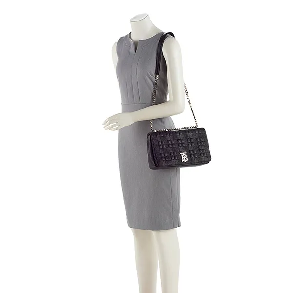 Túi Đeo Vai Nữ Burberry Quilted Leather TB Lola Chain Medium Shoulder Bag Màu Đen