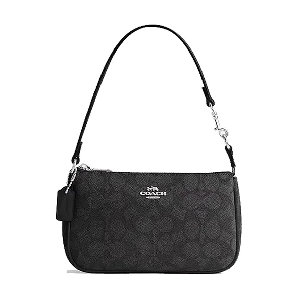 Túi Đeo Vai Nữ Coach Shoulder Bag Nolita 19 In Signature Canva Im/Graphite/Black C3308 Màu Đen Xám