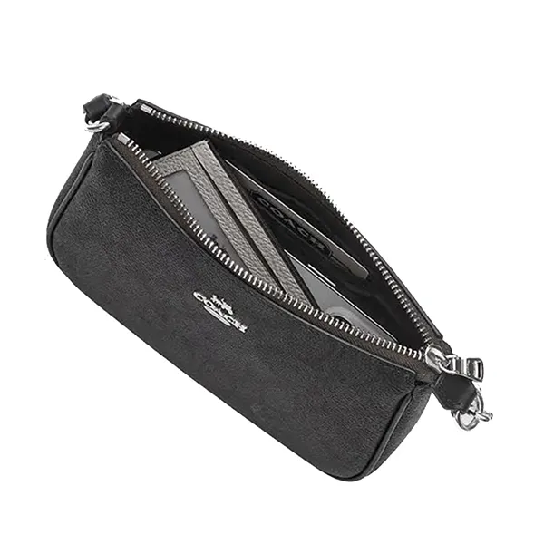 Túi Đeo Vai Nữ Coach Shoulder Bag Nolita 19 In Signature Canva Im/Graphite/Black C3308 Màu Đen Xám