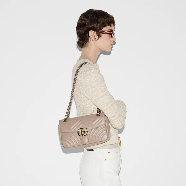 Túi Đeo Vai Nữ Gucci GG Marmont Medium Shoulder Bag 443497 AAER0 1523 Màu Nâu