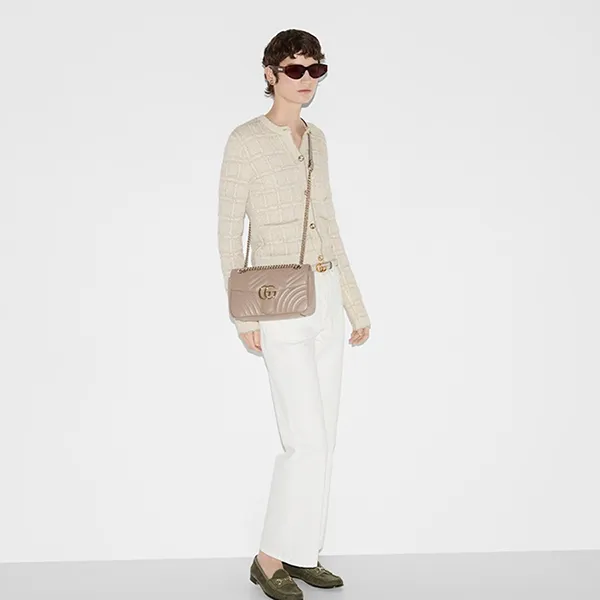 Túi Đeo Vai Nữ Gucci GG Marmont Medium Shoulder Bag 443497 AAER0 1523 Màu Nâu