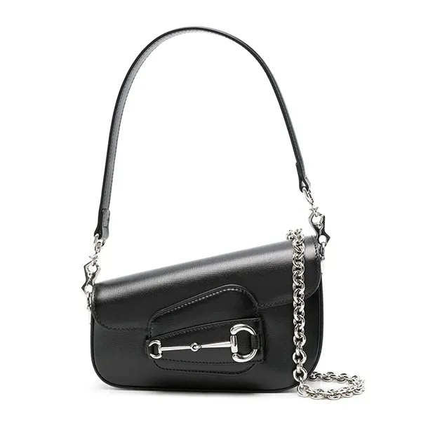 Túi Đeo Vai Nữ Gucci Mini Horsebit 1995 Leather Shoulder Bag Màu Đen