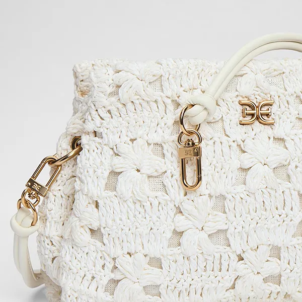 Túi Đeo Vai Nữ Sam Edelman Layla Floral Raffia Shoulder Bag/Clutch Eggshell Raffia Blanc White Màu Trắng