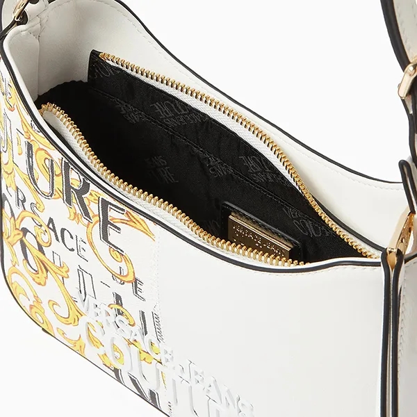 Túi Đeo Vai Nữ Versace Jeans Couture Small Half Print Zip Shoulder Bag Màu Trắng - Túi xách - Vua Hàng Hiệu